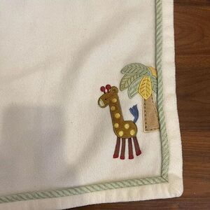 Tiddliwinks Baby Blanket Giraffe Jungle Palm Tree White Cream Lovey Throw Fleece